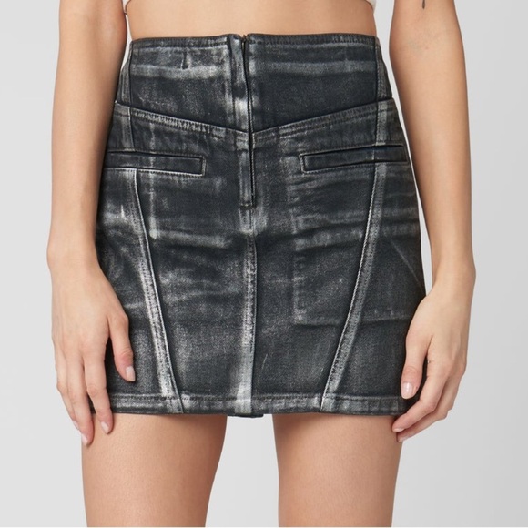NWT BLANKNYC Metallic Heart Denim Mini Skirt Size 25 - Picture 1 of 9